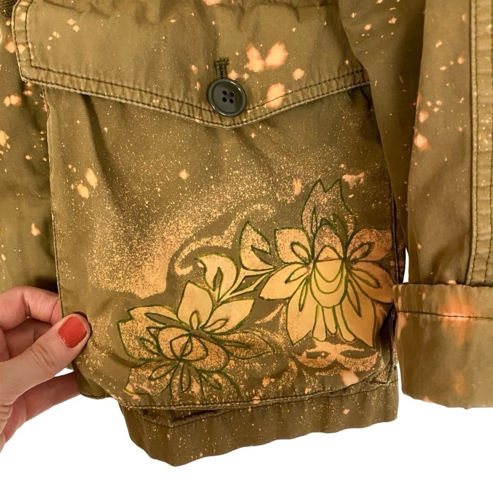 Upcycled Utility Jacket Mens Size Large J Crew Field Mechanic Jacket Army Tan - Picture 6 of 16